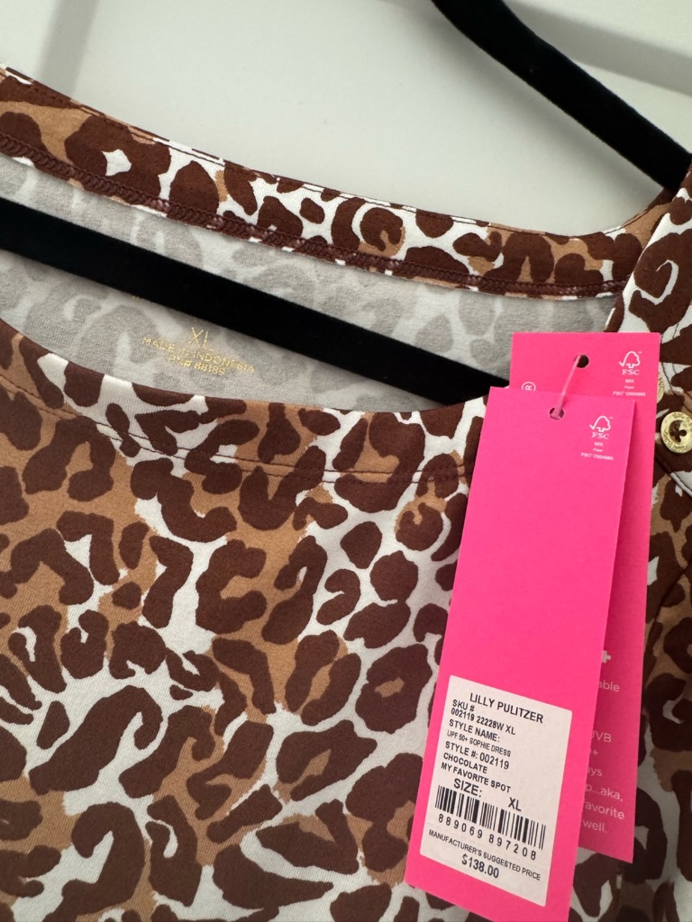 LILLY PULITZER SOPHIE UPF50 DRESS NWT CHOCOLATE SPOT XL - Picture 2 of 2